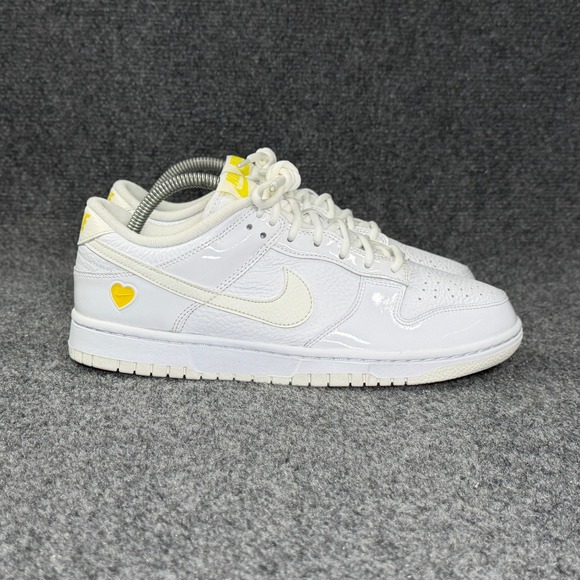 Nike Shoes - Nike Dunk Low Shoes Women's 9.5 Valentines Day Yellow Heart White Retro Athletic